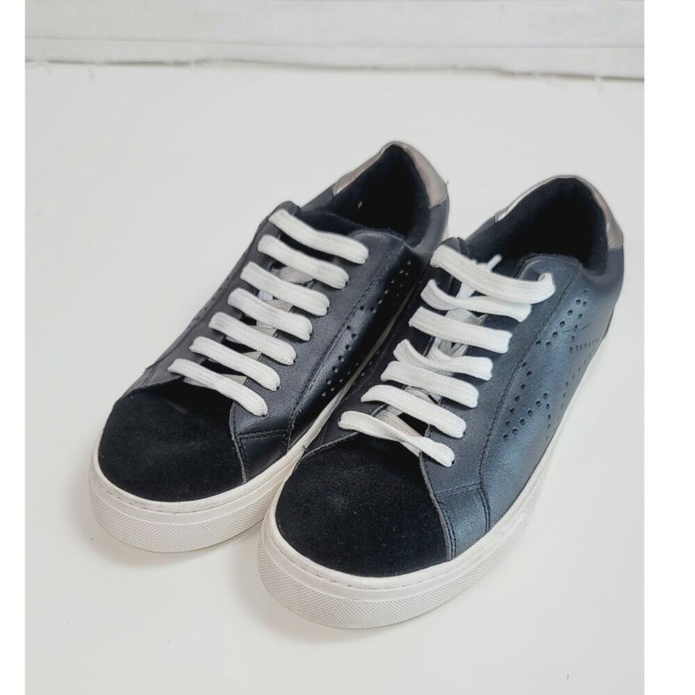 STEVE MADDEN REZUME LEATHER & SUEDE SNEAKERS IN BLACK, SZ 9